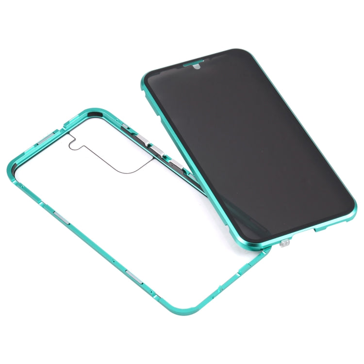 For Samsung Galaxy S22 5G Anti-peeping Magnetic Double-sided Tempered Glass Phone Case(Green) - Galaxy S22 5G Cases by buy2fix | Online Shopping UK | buy2fix