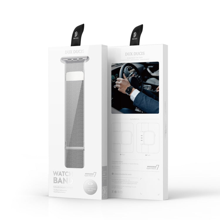 DUX DUCIS Milanese Watchband For Apple Watch Series 9&8&7 41mm / SE 3&SE 2&6&SE&5&4 40mm / 3&2&1 38mm(Silver) by DUX DUCIS