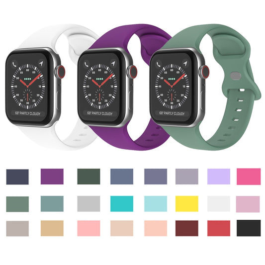 Butterfly Buckle Silicone Watch Band, Size: S For Apple Watch Ultra 49mm&Watch Ultra 2 49mm / Series 9&8&7 45mm / SE 3&SE 2&6&SE&5&4 44mm / 3&2&1 42mm(Olive Green) by buy2fix
