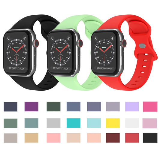 Butterfly Buckle Silicone Watch Band, Size: L For Apple Watch Ultra 49mm&Watch Ultra 2 49mm / Series 9&8&7 45mm / SE 3&SE 2&6&SE&5&4 44mm / 3&2&1 42mm(Navy Blue) by buy2fix