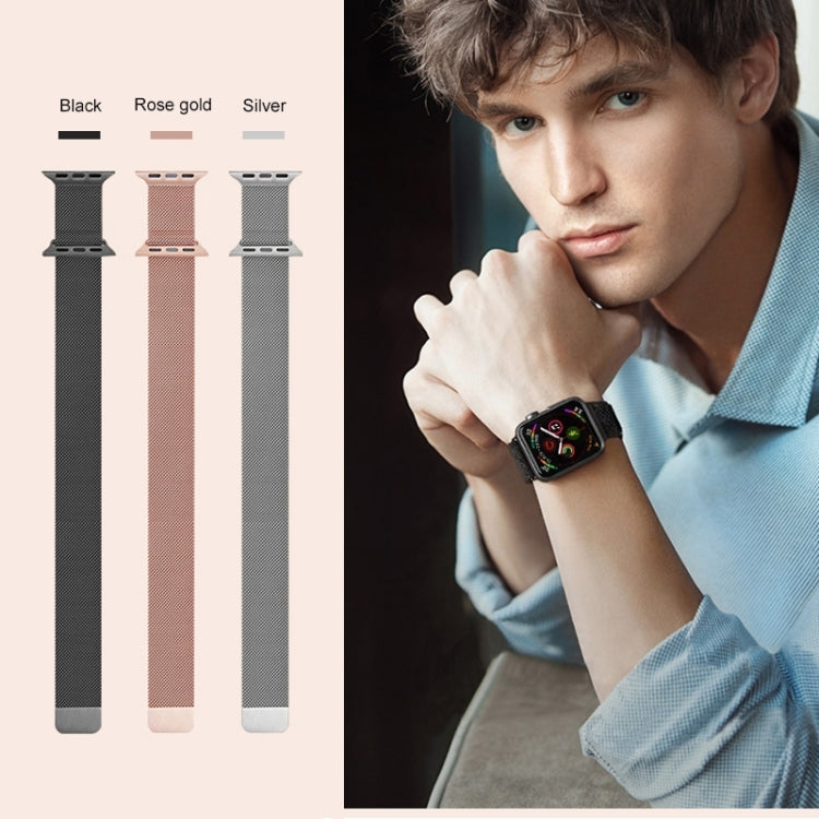 For Apple Watch Series 7 41mm / 6 & SE & 5 & 4 40mm / 3 & 2 & 1 38mm Mutural Milanese Stainless Steel Watch Band(Black) by Mutural