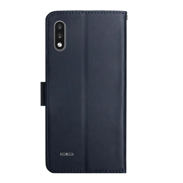 For LG K22 Genuine Leather Fingerprint-proof Flip Phone Case(Blue) - LG by buy2fix | Online Shopping UK | buy2fix