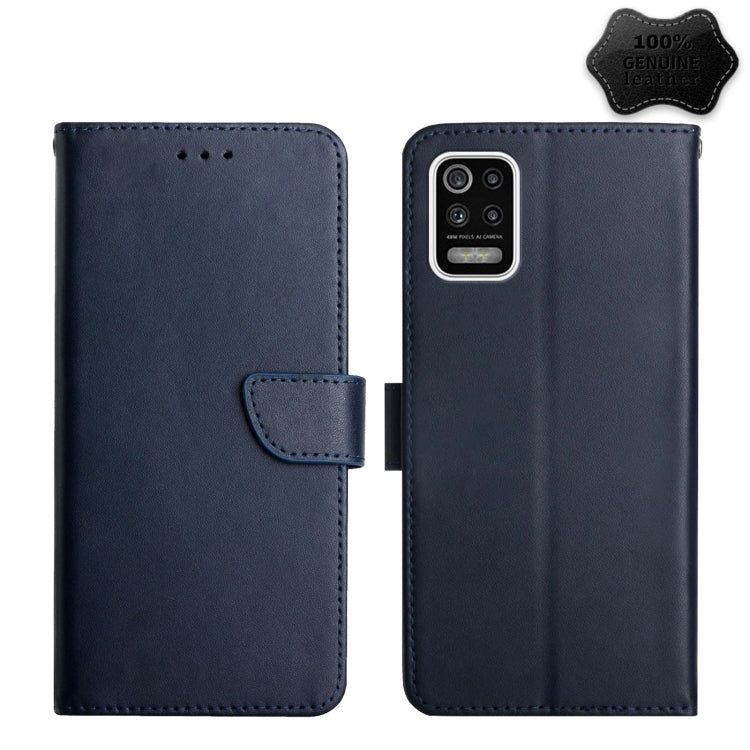 For LG K52 Genuine Leather Fingerprint-proof Flip Phone Case(Blue) - LG Cases by buy2fix | Online Shopping UK | buy2fix