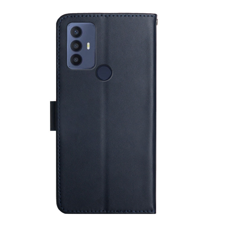 For TCL 30 SE Genuine Leather Fingerprint-proof Flip Phone Case(Blue) - TCL by buy2fix | Online Shopping UK | buy2fix