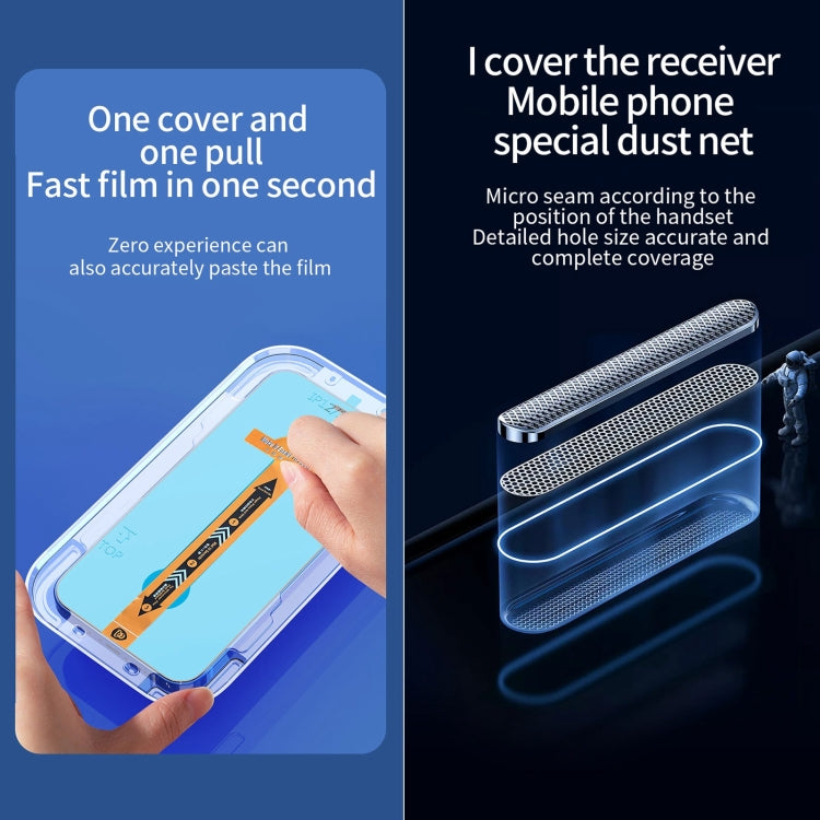 For iPhone 16e / 13 / 13 Pro Fast Attach Dust-proof Anti-static Tempered Glass Film - iPhone 13 Tempered Glass by buy2fix | Online Shopping UK | buy2fix