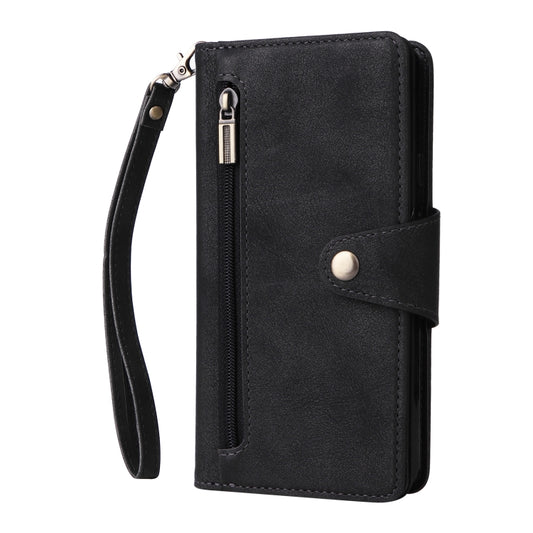 For Google Pixel 3A Rivet Buckle 9 Cards Three Fold Leather Phone Case(Black) by buy2fix