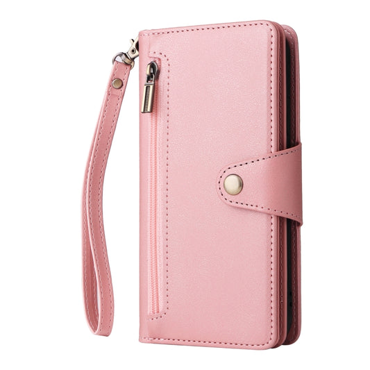 For Google Pixel 4 XL Rivet Buckle 9 Cards Three Fold Leather Phone Case(Rose Gold) by buy2fix