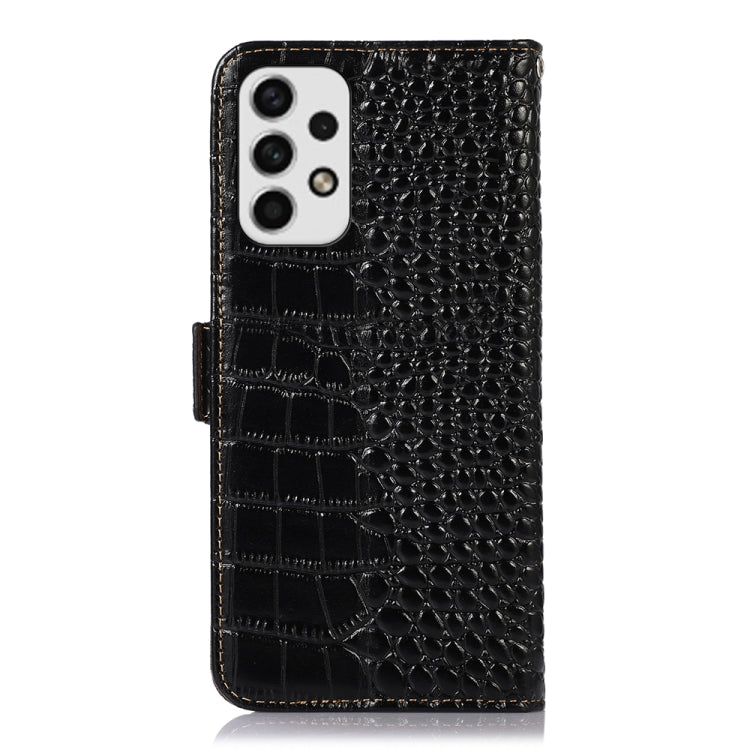 For Samsung Galaxy A53 5G Crocodile Top Layer Cowhide Leather Phone Case(Black) - Galaxy Phone Cases by buy2fix | Online Shopping UK | buy2fix