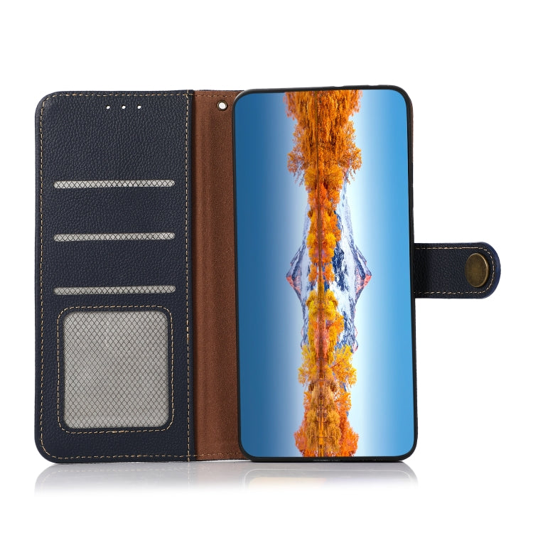 For Sony Xperia Ace III KHAZNEH Custer Genuine Leather RFID Phone Case(Blue) - Sony Cases by buy2fix | Online Shopping UK | buy2fix