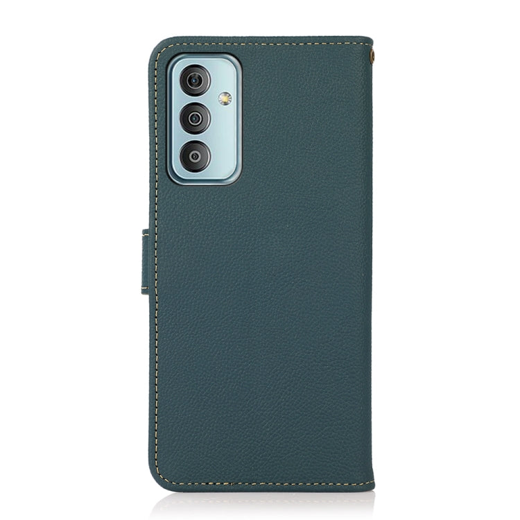For Samsung Galaxy F23 / M23 KHAZNEH Custer Genuine Leather RFID Phone Case(Green) - Galaxy Phone Cases by buy2fix | Online Shopping UK | buy2fix