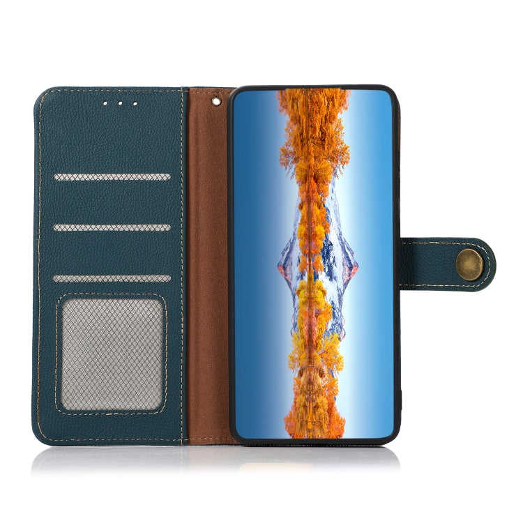 For Samsung Galaxy F23 / M23 KHAZNEH Custer Genuine Leather RFID Phone Case(Green) - Galaxy Phone Cases by buy2fix | Online Shopping UK | buy2fix
