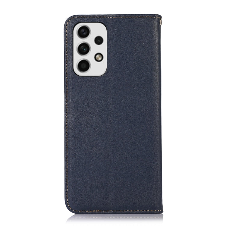 For Samsung Galaxy A23 4G KHAZNEH Nappa Top Layer Cowhide Leather Phone Case(Blue) - Galaxy Phone Cases by buy2fix | Online Shopping UK | buy2fix