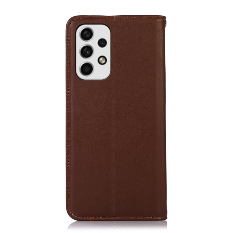 For Samsung Galaxy A73 5G KHAZNEH Nappa Top Layer Cowhide Leather Phone Case(Brown) - Galaxy Phone Cases by buy2fix | Online Shopping UK | buy2fix