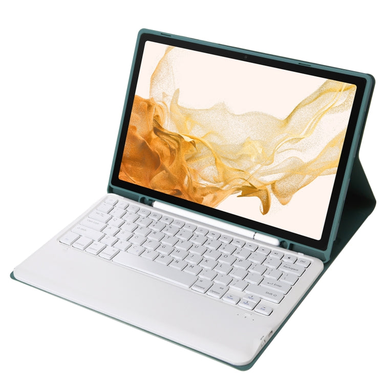 A800B Candy Color Detachable Bluetooth Keyboard Case with Pen Slot for Samsung Galaxy Tab S8+ / S7+ / S7 FE(Dark Green) - Samsung Keyboard by buy2fix | Online Shopping UK | buy2fix