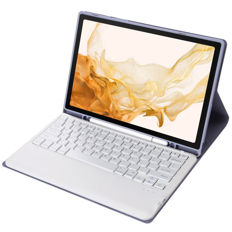 A800B Candy Color Detachable Bluetooth Keyboard Case with Pen Slot for Samsung Galaxy Tab S8+ / S7+ / S7 FE(Purple) - Samsung Keyboard by buy2fix | Online Shopping UK | buy2fix