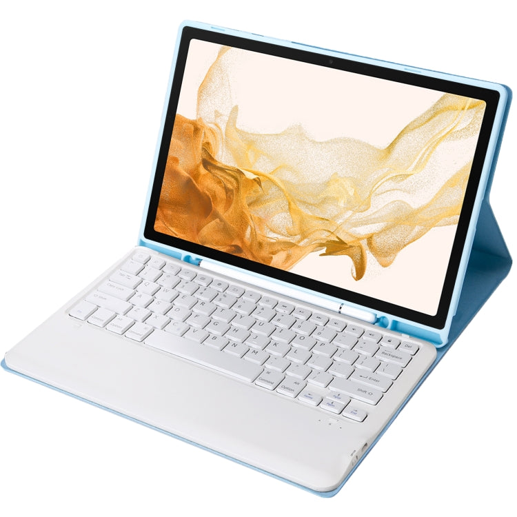 A800B Candy Color Detachable Bluetooth Keyboard Case with Pen Slot for Samsung Galaxy Tab S8+ / S7+ / S7 FE(Ice Blue) - Samsung Keyboard by buy2fix | Online Shopping UK | buy2fix
