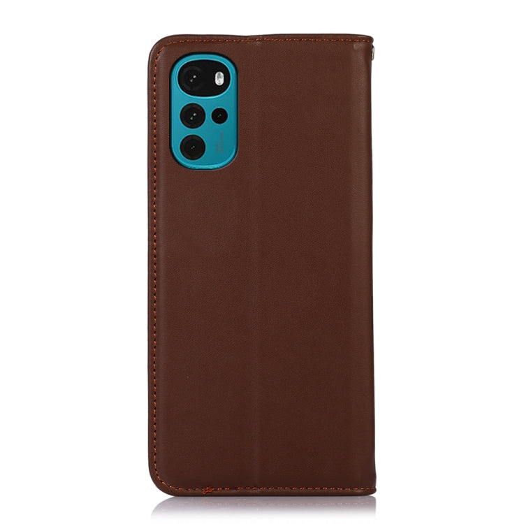 For Motorola Moto G22 KHAZNEH Nappa Top Layer Cowhide Leather Phone Case(Brown) - Motorola Cases by buy2fix | Online Shopping UK | buy2fix