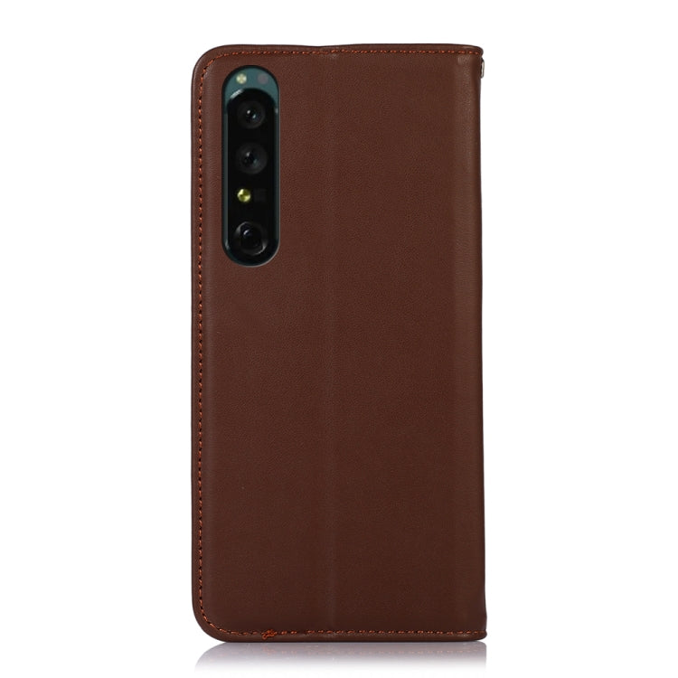For Sony Xperia 1 IV KHAZNEH Nappa Top Layer Cowhide Leather Phone Case(Brown) - Sony Cases by buy2fix | Online Shopping UK | buy2fix