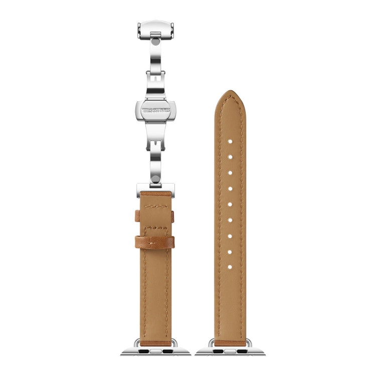 Slimming Butterfly Buckle Watch Band For Apple Watch Series 9&8&7 41mm / SE 3&SE 2&6&SE&5&4 40mm / 3&2&1 38mm(Black Rose Gold) by buy2fix