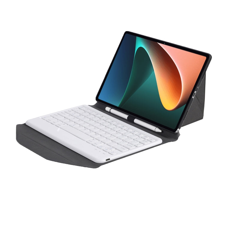 B0N5 Diamond Texture Bluetooth Keyboard Leather Case with Triangle Back Support For Xiaomi Pad 5 / 5 Pro(Black + White) - Xiaomi Keyboard by buy2fix | Online Shopping UK | buy2fix