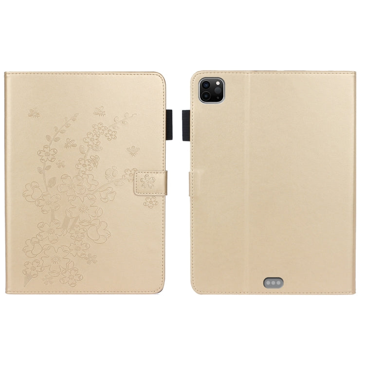 For iPad Pro 11 inch 2020 / 2018 Embossed Plum Bossom Pattern Smart Leather Tablet Case(Gold) - iPad Pro 11 (2020) Cases by buy2fix | Online Shopping UK | buy2fix