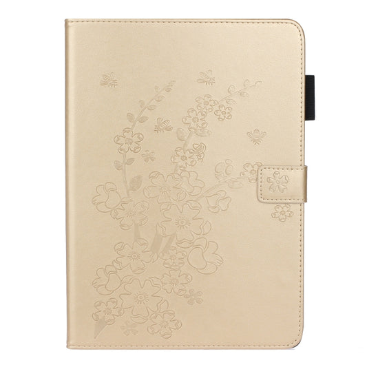 For iPad Pro 11 inch 2020 / 2018 Embossed Plum Bossom Pattern Smart Leather Tablet Case(Gold) - iPad Pro 11 (2020) Cases by buy2fix | Online Shopping UK | buy2fix