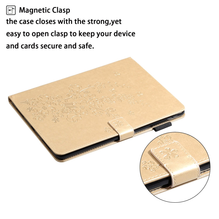 For iPad Pro 11 inch 2020 / 2018 Embossed Plum Bossom Pattern Smart Leather Tablet Case(Gold) - iPad Pro 11 (2020) Cases by buy2fix | Online Shopping UK | buy2fix