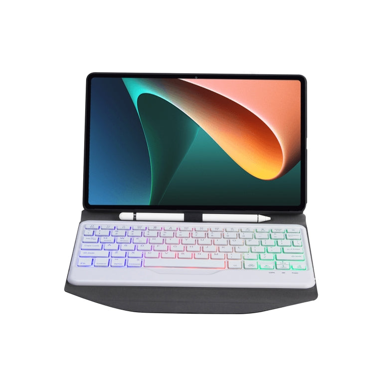 B0N5S Backlight Diamond Texture Bluetooth Keyboard Leather Case with Triangle Back Support For Xiaomi Pad 5 / 5 Pro(Black + White) - Xiaomi Keyboard by buy2fix | Online Shopping UK | buy2fix