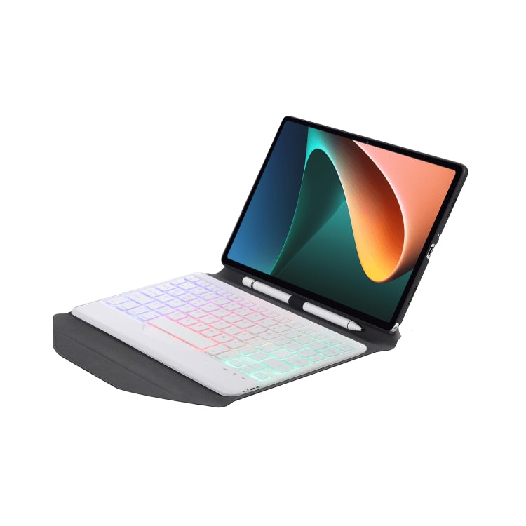 B0N5S Backlight Diamond Texture Bluetooth Keyboard Leather Case with Triangle Back Support For Xiaomi Pad 5 / 5 Pro(Black + White) - Xiaomi Keyboard by buy2fix | Online Shopping UK | buy2fix