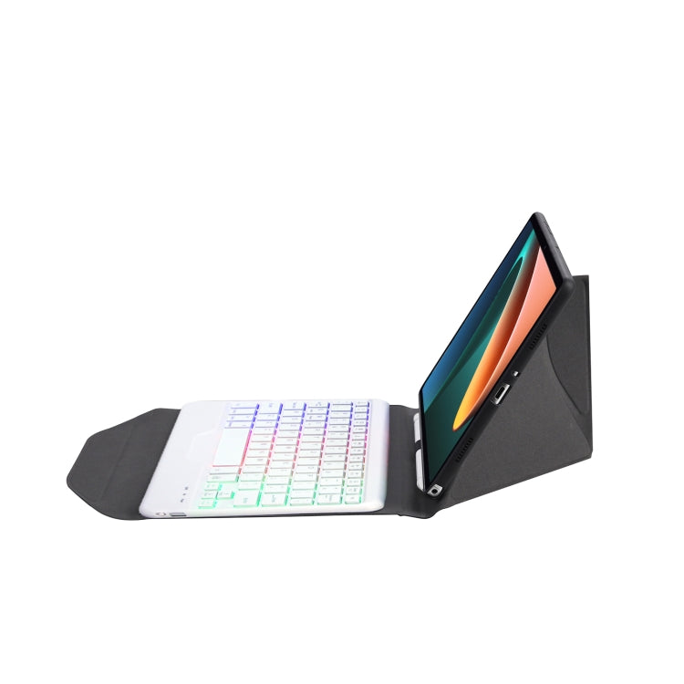 B0N5S Backlight Diamond Texture Bluetooth Keyboard Leather Case with Triangle Back Support For Xiaomi Pad 5 / 5 Pro(Black + White) - Xiaomi Keyboard by buy2fix | Online Shopping UK | buy2fix