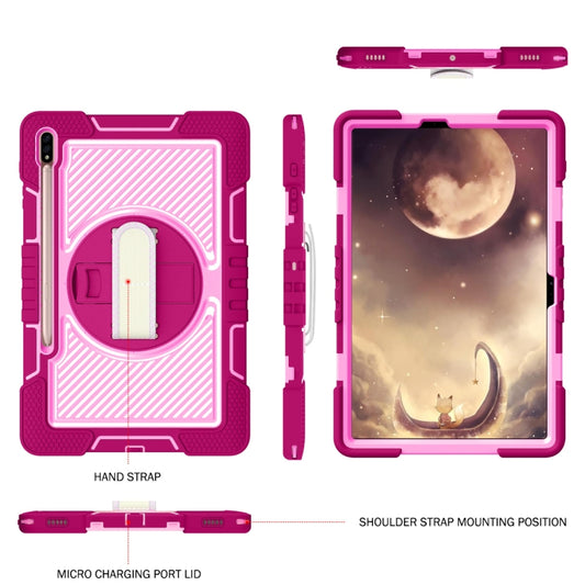For Samsung Galaxy Tab A7 Lite 360 Degree Rotation Contrast Color Silicone + PC Tablet Case(Rose Red+Pink) - Tab A7 Lite T220 / T225 by buy2fix | Online Shopping UK | buy2fix