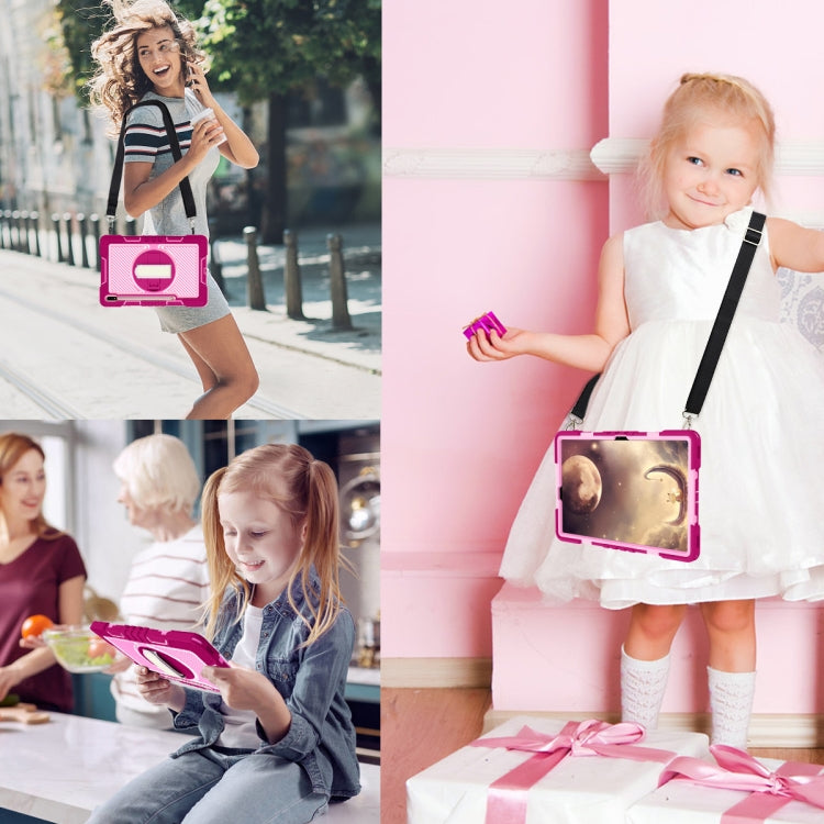 For Samsung Galaxy Tab A7 Lite 360 Degree Rotation Contrast Color Silicone + PC Tablet Case(Rose Red+Pink) - Tab A7 Lite T220 / T225 by buy2fix | Online Shopping UK | buy2fix