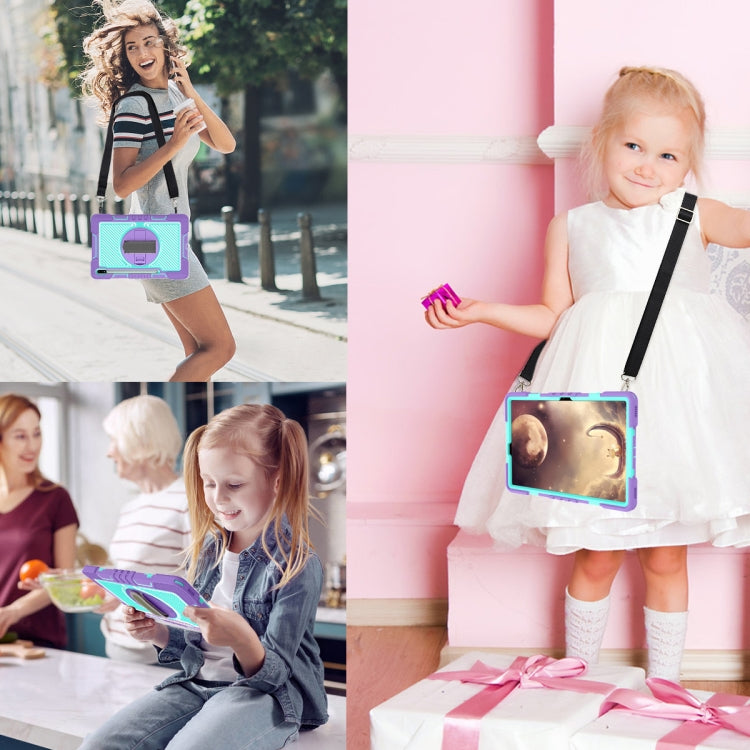 For Samsung Galaxy Tab A7 Lite 360 Degree Rotation Contrast Color Silicone + PC Tablet Case(Purple+Mint Green) - Tab A7 Lite T220 / T225 by buy2fix | Online Shopping UK | buy2fix