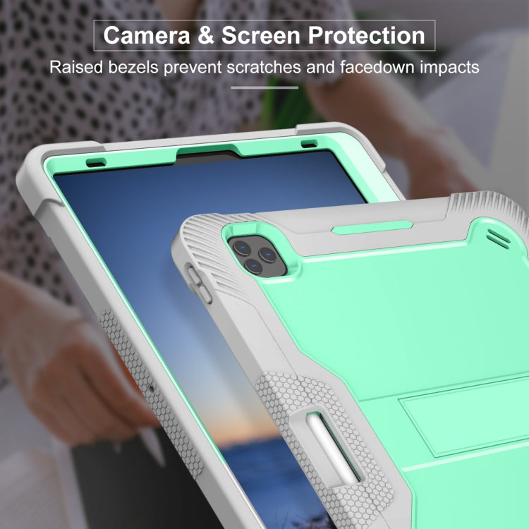For iPad Pro 12.9 2022 / 2021 / 2020 / 2018 Silicone + PC Shockproof Tablet Case(Mint Green+Grey) - iPad Pro 12.9 (2022/2021) Cases by buy2fix | Online Shopping UK | buy2fix