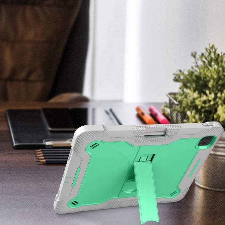 For iPad Pro 12.9 2022 / 2021 / 2020 / 2018 Silicone + PC Shockproof Tablet Case(Mint Green+Grey) - iPad Pro 12.9 (2022/2021) Cases by buy2fix | Online Shopping UK | buy2fix