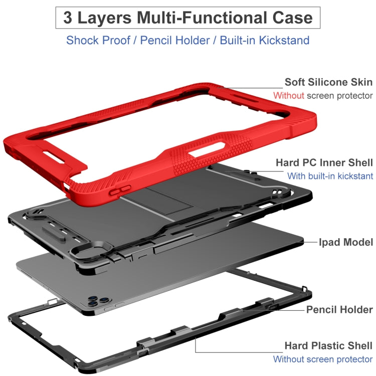 For iPad Pro 12.9 2022 / 2021 / 2020 / 2018 Silicone + PC Shockproof Tablet Case(Red+Black) - iPad Pro 12.9 (2022/2021) Cases by buy2fix | Online Shopping UK | buy2fix