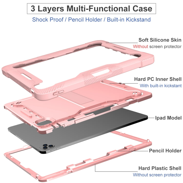 For iPad Pro 12.9 2022 / 2021 / 2020 / 2018 Silicone + PC Shockproof Tablet Case(Rose Gold) - iPad Pro 12.9 (2022/2021) Cases by buy2fix | Online Shopping UK | buy2fix