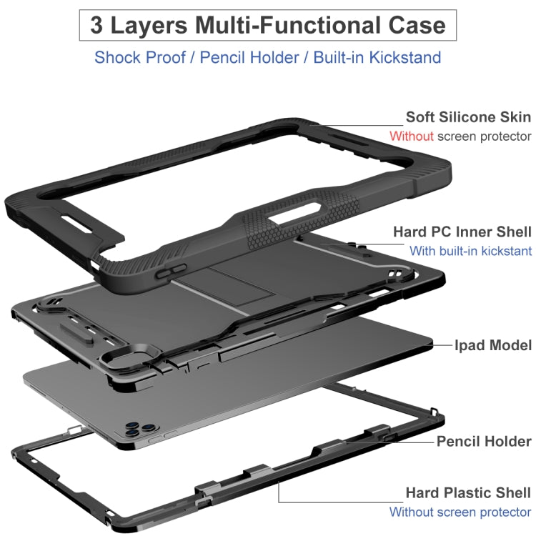 For iPad Pro 12.9 2022 / 2021 / 2020 / 2018 Silicone + PC Shockproof Tablet Case(Black) - iPad Pro 12.9 (2022/2021) Cases by buy2fix | Online Shopping UK | buy2fix