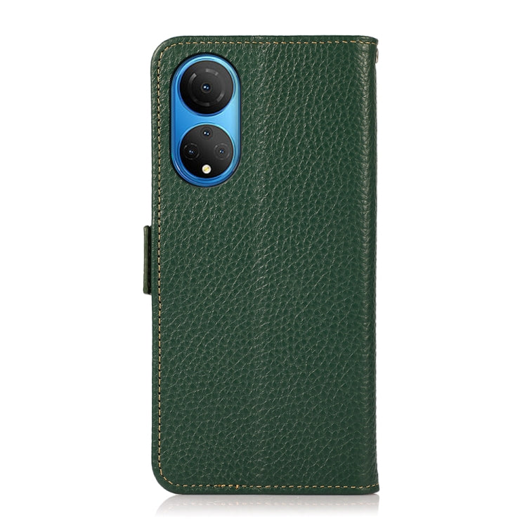 For Honor X7 / Play 30 Plus KHAZNEH Side-Magnetic Litchi Genuine Leather RFID Phone Case(Green) - Honor Cases by buy2fix | Online Shopping UK | buy2fix