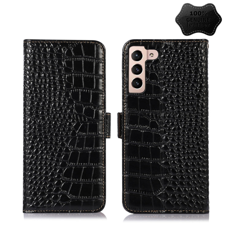For Samsung Galaxy S22 5G Crocodile Top Layer Cowhide Leather Phone Case(Black) - Galaxy S22 5G Cases by buy2fix | Online Shopping UK | buy2fix