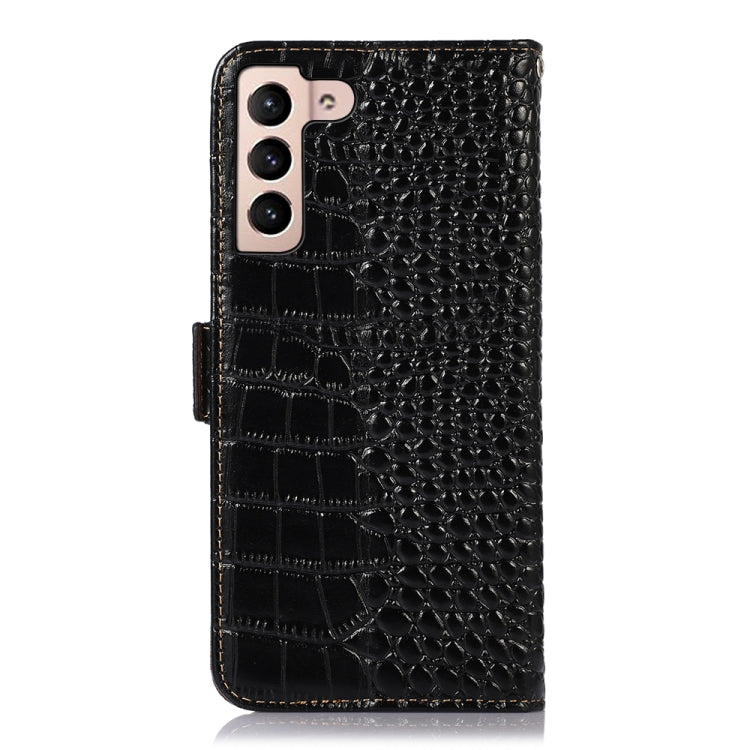 For Samsung Galaxy S22 5G Crocodile Top Layer Cowhide Leather Phone Case(Black) - Galaxy S22 5G Cases by buy2fix | Online Shopping UK | buy2fix