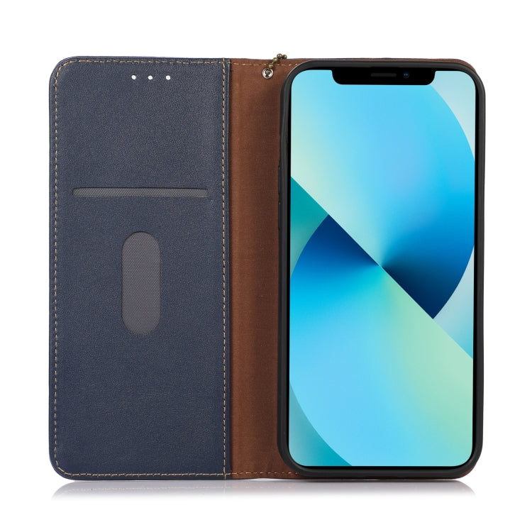 For Samsung Galaxy S22 5G KHAZNEH Nappa Top Layer Cowhide Leather Phone Case(Blue) - Galaxy S22 5G Cases by buy2fix | Online Shopping UK | buy2fix