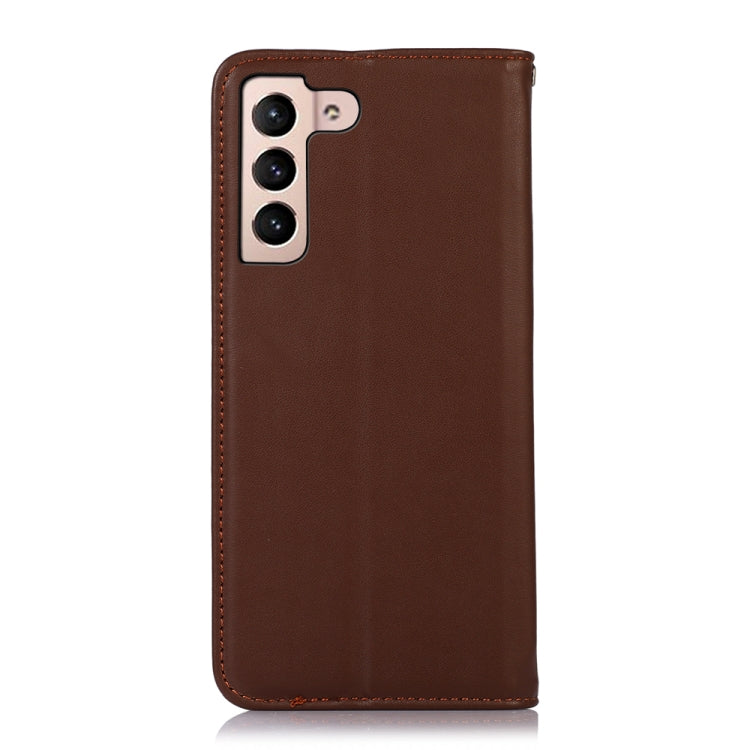 For Samsung Galaxy S22 5G KHAZNEH Nappa Top Layer Cowhide Leather Phone Case(Brown) - Galaxy S22 5G Cases by buy2fix | Online Shopping UK | buy2fix
