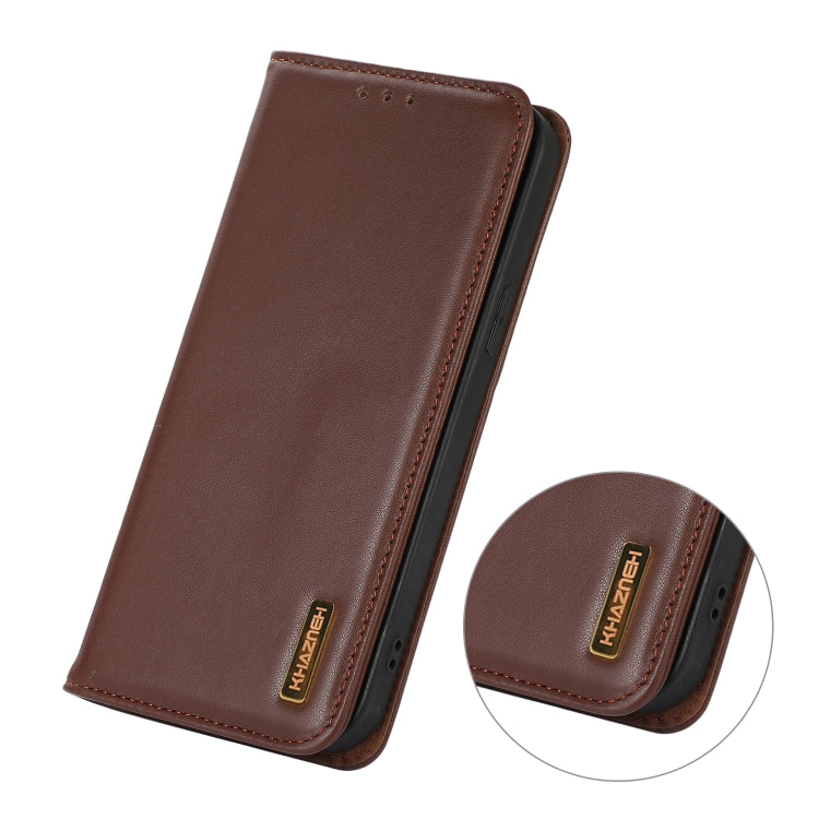 For Samsung Galaxy S22 5G KHAZNEH Nappa Top Layer Cowhide Leather Phone Case(Brown) - Galaxy S22 5G Cases by buy2fix | Online Shopping UK | buy2fix