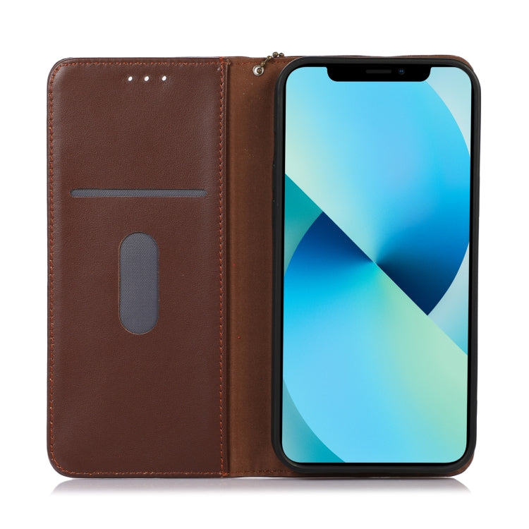 For Samsung Galaxy S22 5G KHAZNEH Nappa Top Layer Cowhide Leather Phone Case(Brown) - Galaxy S22 5G Cases by buy2fix | Online Shopping UK | buy2fix
