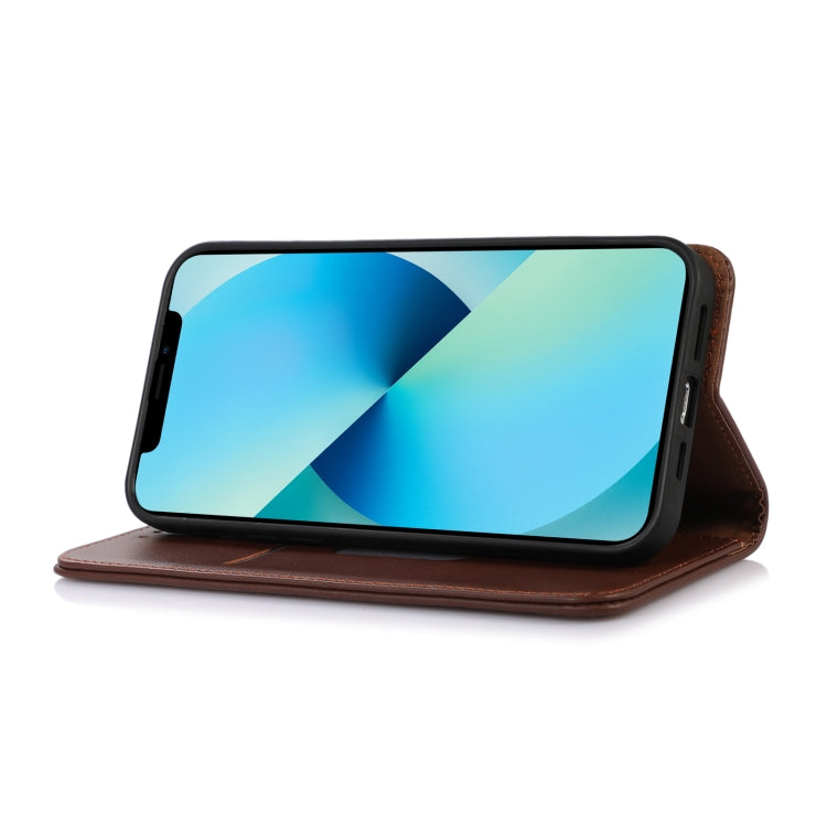 For Samsung Galaxy S22 5G KHAZNEH Nappa Top Layer Cowhide Leather Phone Case(Brown) - Galaxy S22 5G Cases by buy2fix | Online Shopping UK | buy2fix