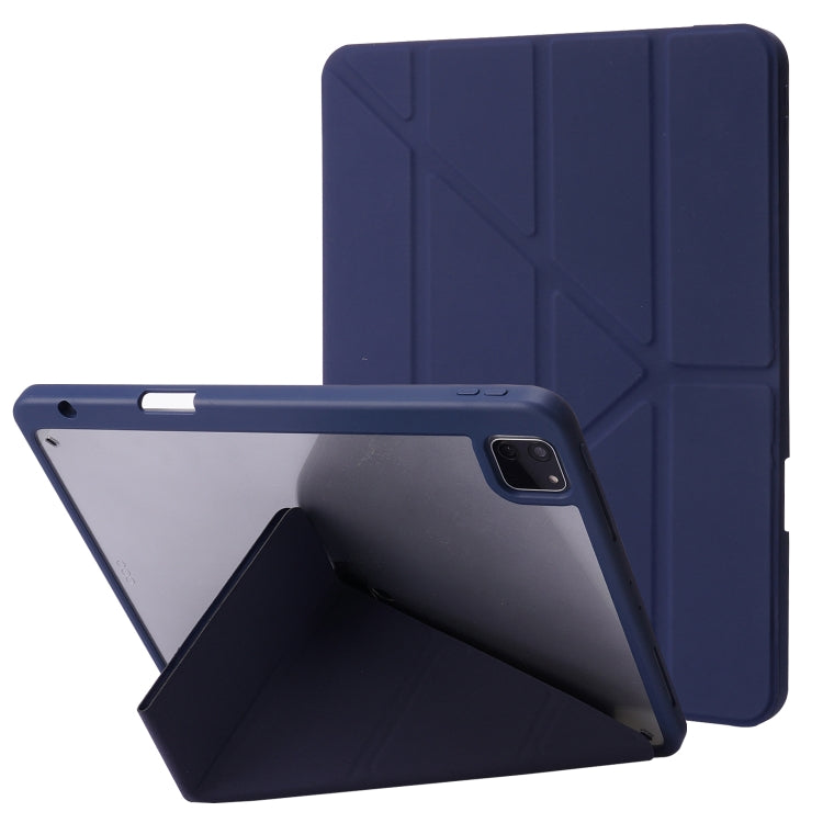 For iPad Air 13 2025 / 2024 / iPad Pro 12.9 2022 / 2021 / 2020 / 2018 Deformation Transparent Acrylic Leather Tablet Case(Dark Blue) - iPad Pro 12.9 (2022/2021) Cases by buy2fix | Online Shopping UK | buy2fix