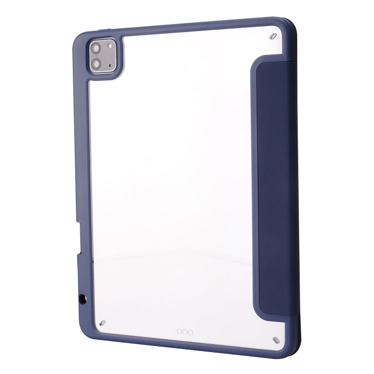 For iPad Air 13 2025 / 2024 / iPad Pro 12.9 2022 / 2021 / 2020 / 2018 Deformation Transparent Acrylic Leather Tablet Case(Dark Blue) - iPad Pro 12.9 (2022/2021) Cases by buy2fix | Online Shopping UK | buy2fix