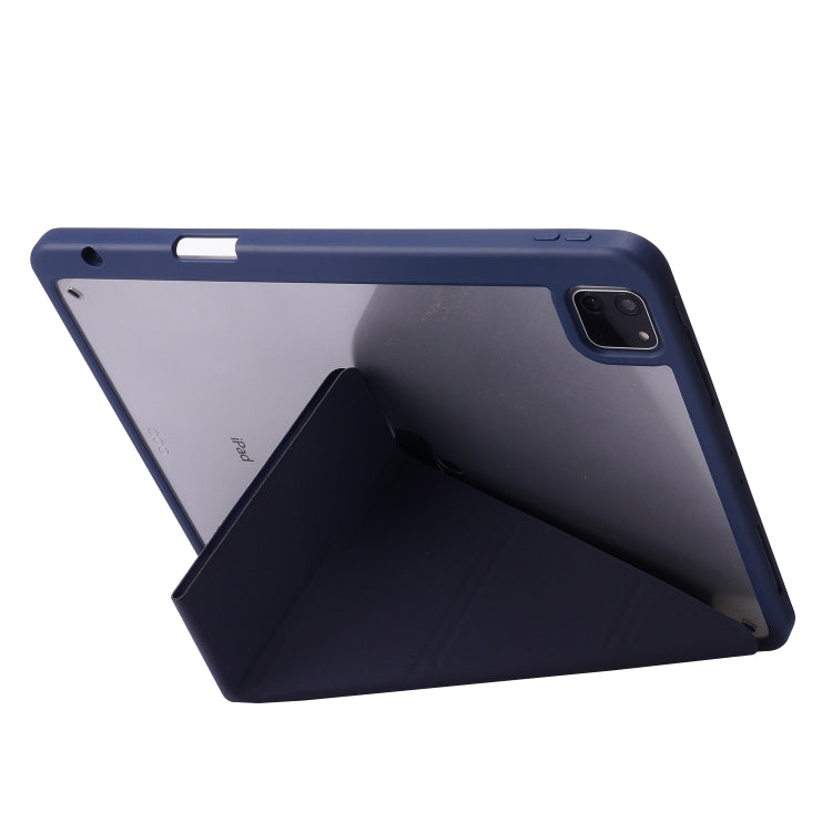 For iPad Air 13 2025 / 2024 / iPad Pro 12.9 2022 / 2021 / 2020 / 2018 Deformation Transparent Acrylic Leather Tablet Case(Dark Blue) - iPad Pro 12.9 (2022/2021) Cases by buy2fix | Online Shopping UK | buy2fix
