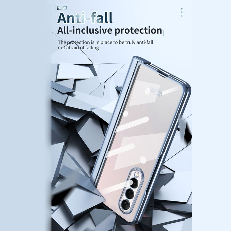 For Samsung Galaxy Z Fold3 5G Electroplating Hinge Phone Case with Stylus(Transparent) - Galaxy Phone Cases by buy2fix | Online Shopping UK | buy2fix
